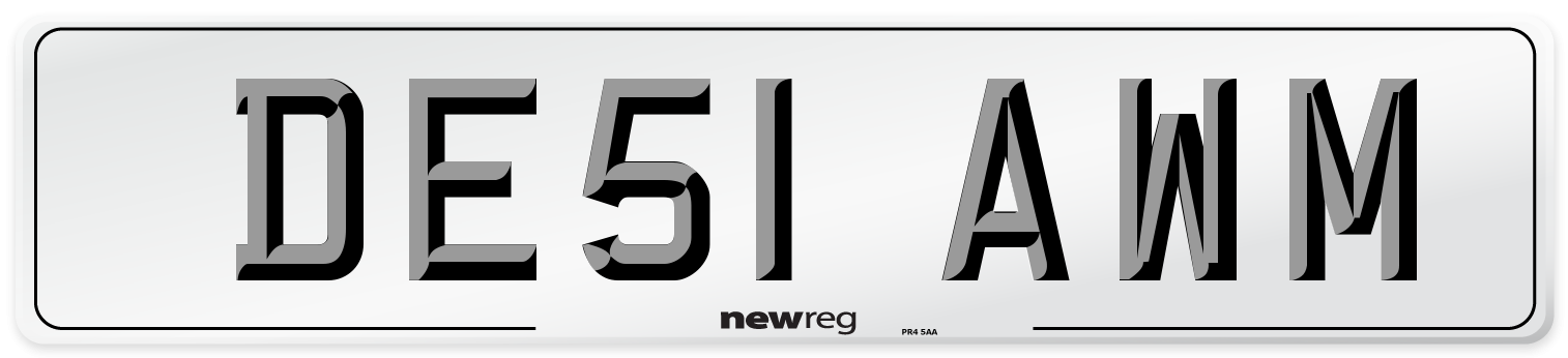 DE51 AWM Number Plate from New Reg